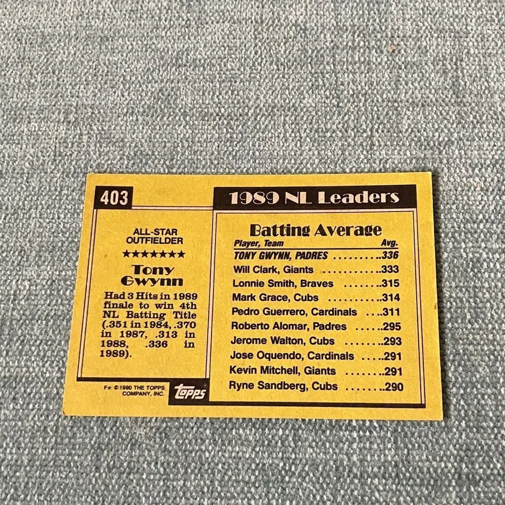 1990 Topps San Diego Padres Baseball Card Trading Card